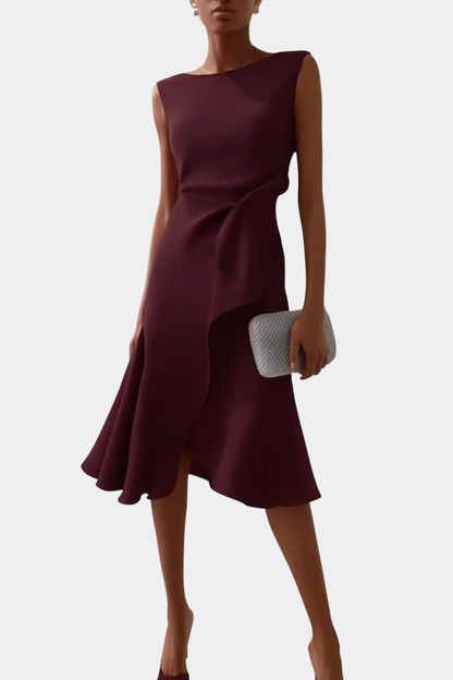 Asymmetric Sleeveless Ruffle Midi Dress for Women — product view