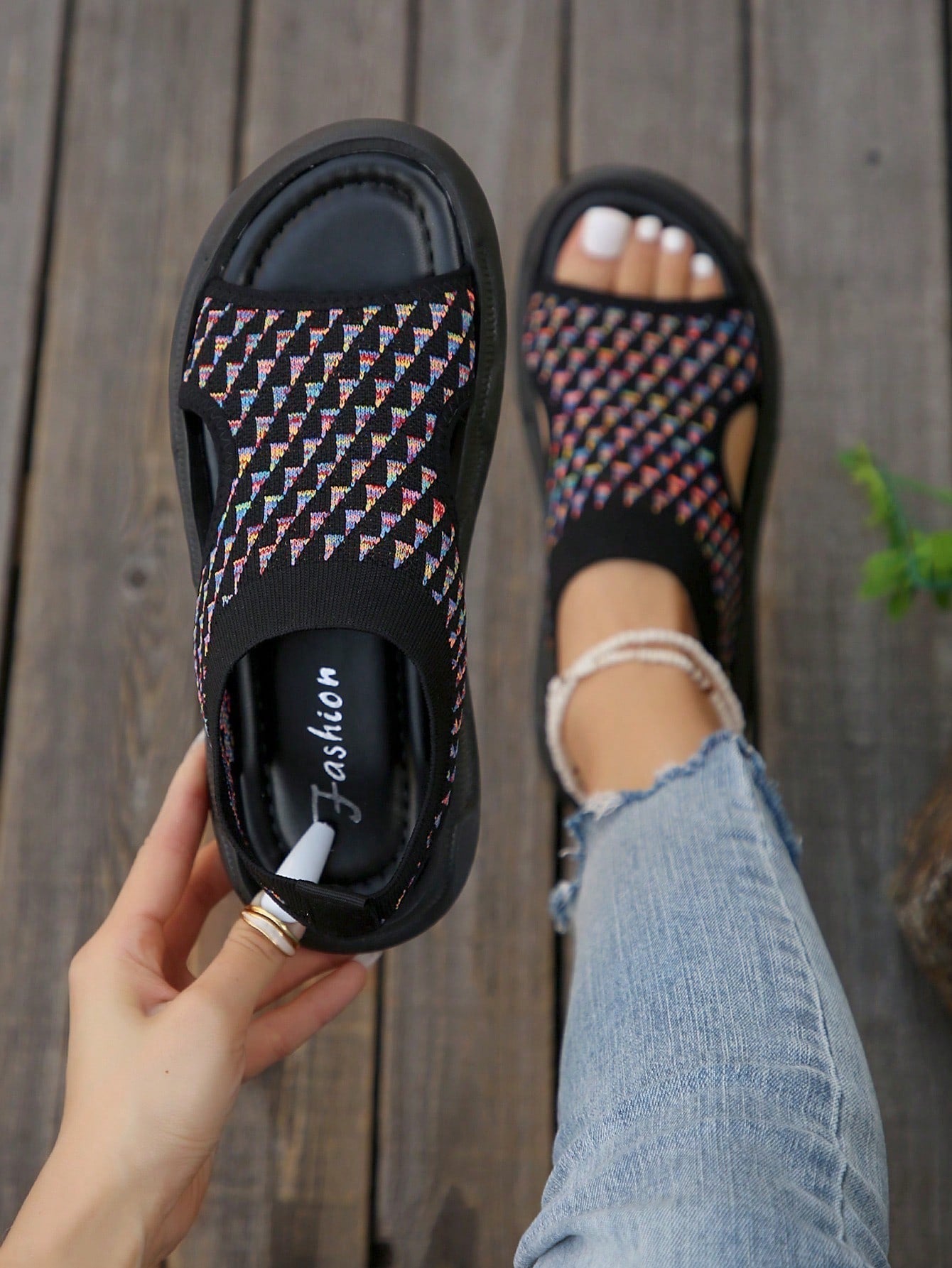 Women's Open Toe Slip-On Platform Sandals — detail view