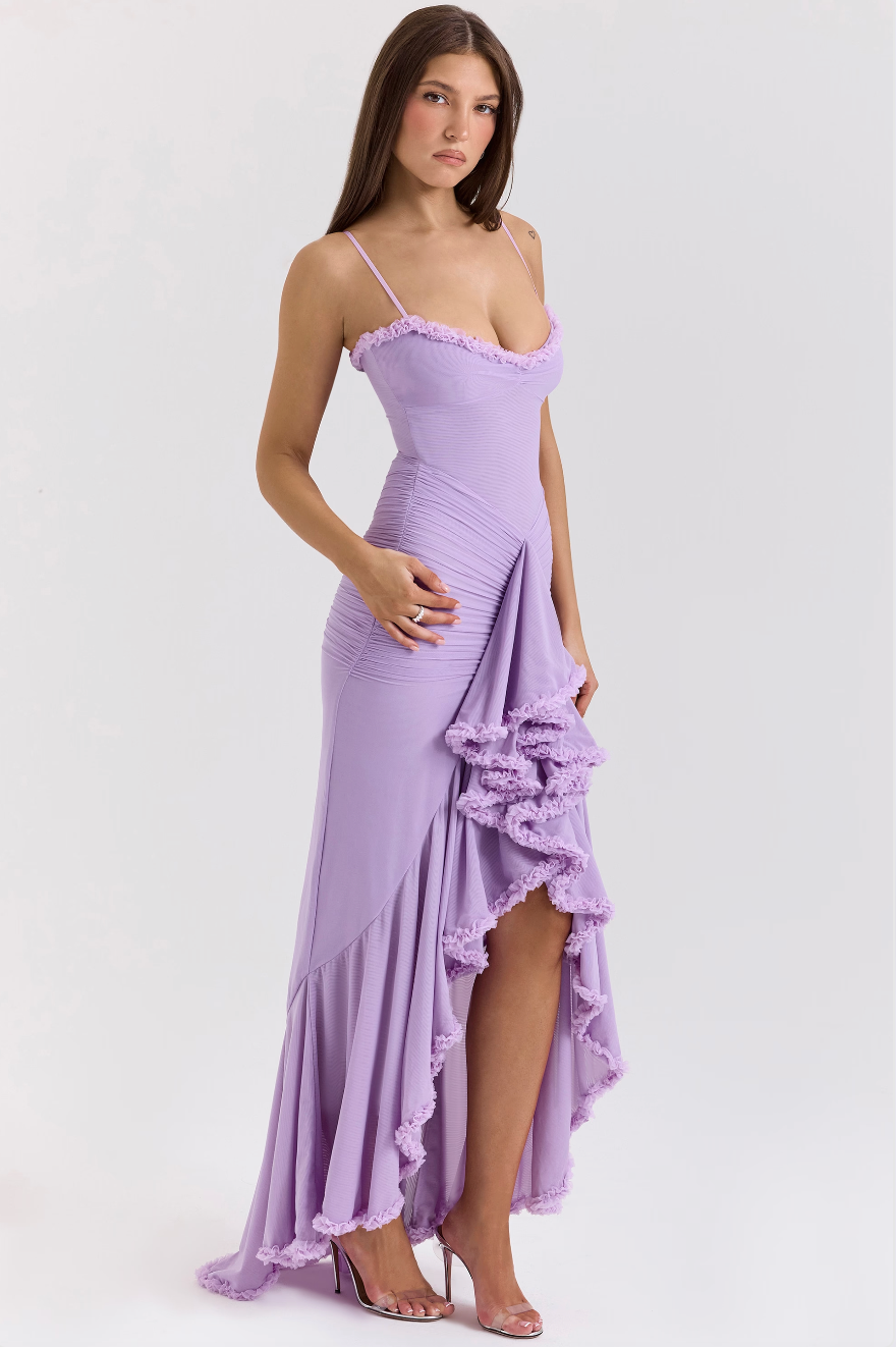 Women's Lace Wedding Guest Maxi Dress — front view