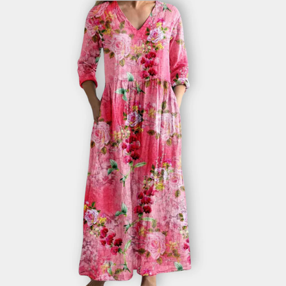 Women's Floral V-Neck Casual Maxi Dress — product view
