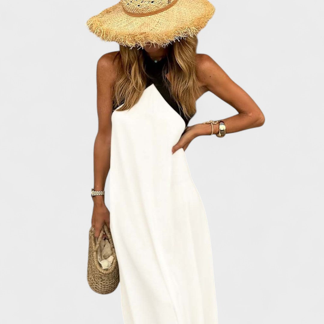 Women's Cross-Neck Evening Maxi Dress — close-up