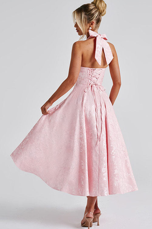 Women's Jacquard Formal Evening Maxi Dress — close-up