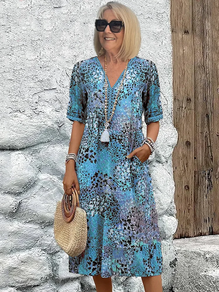 Women's Colorful Floral Midi Dress — product view