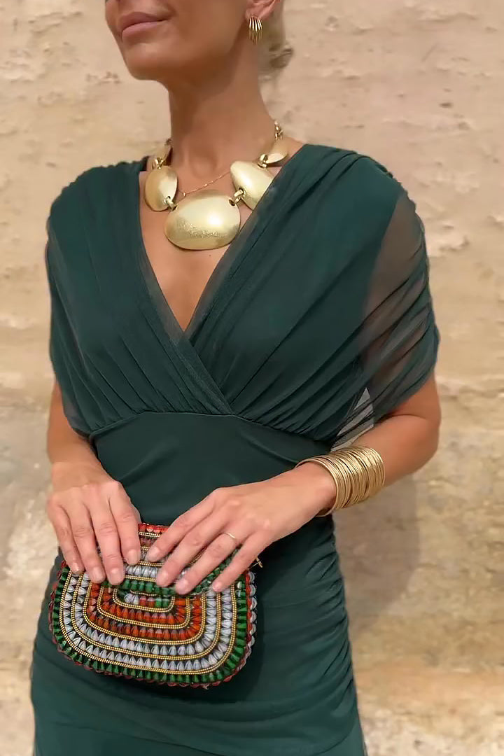 Women's V-Neck Party Maxi Dress — detail view