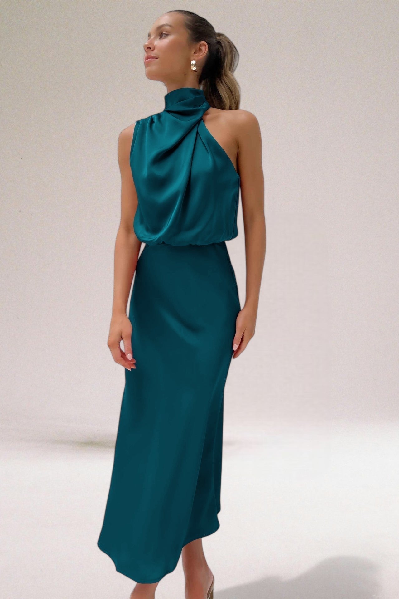Women's Halter Neck Evening Midi Dress — product view