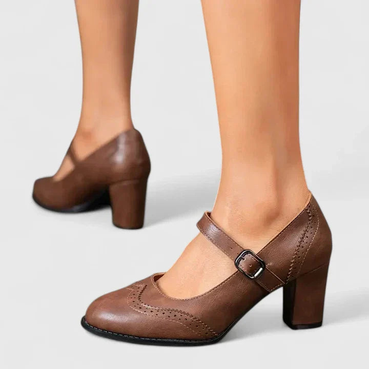Women's Mary Jane Block Heel Shoes — detail view