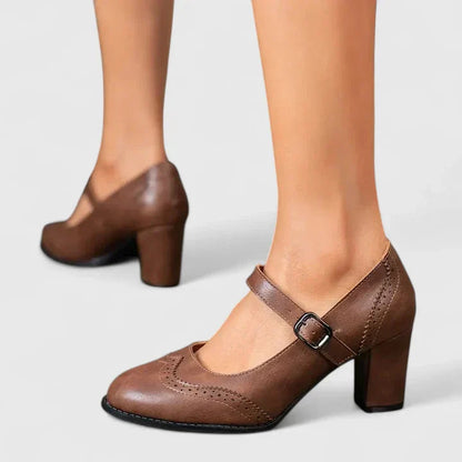 Women's Mary Jane Block Heel Shoes — detail view