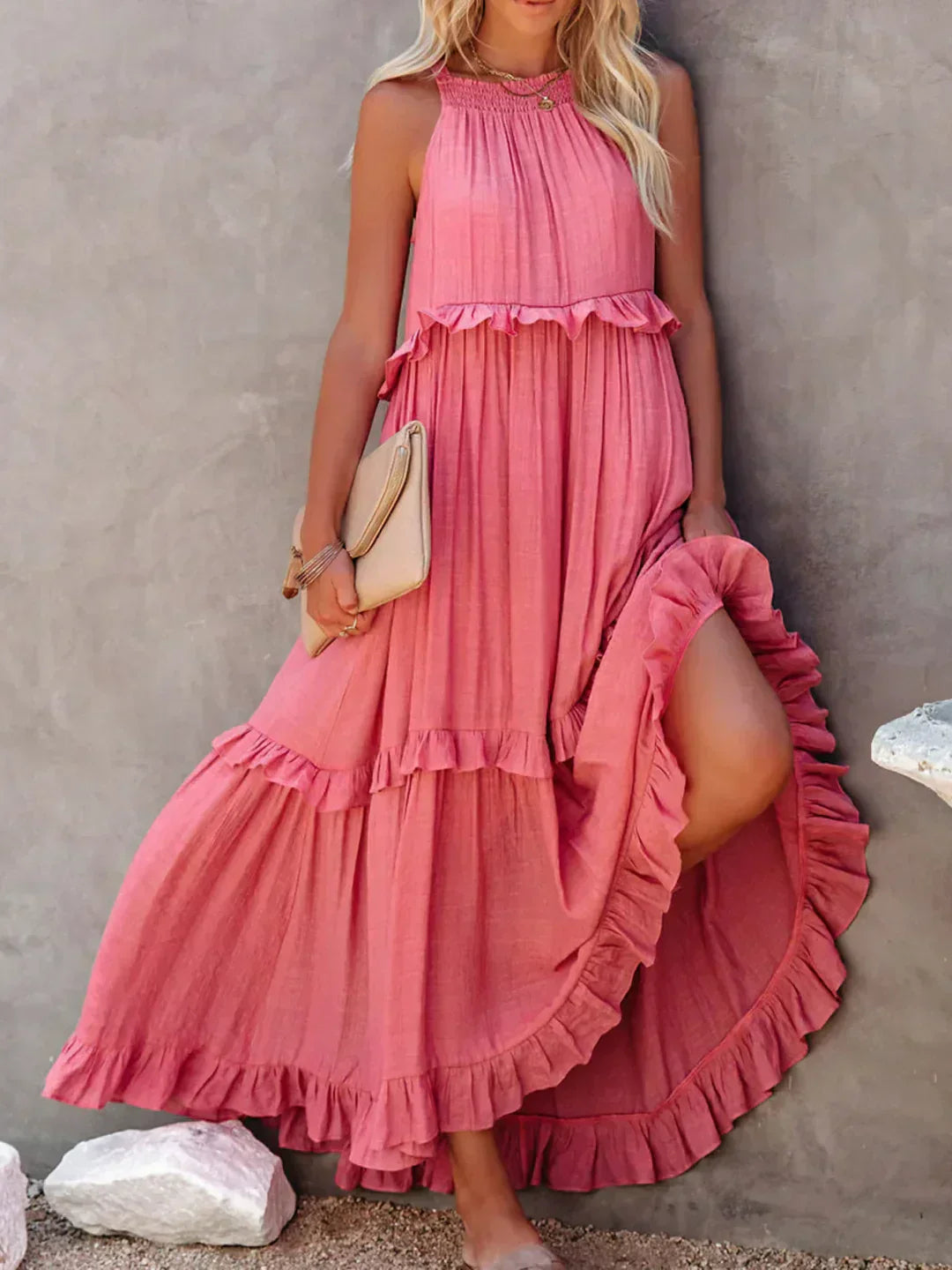 Women's Sleeveless Ruffle Day-to-Evening Midi Dress — detail view