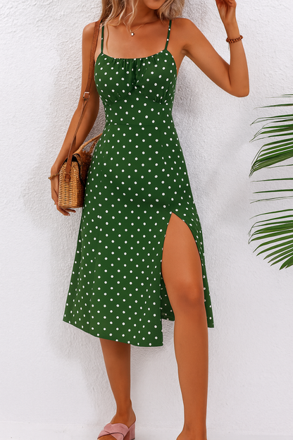 Women's Polka Dot Summer Midi Dress — side view