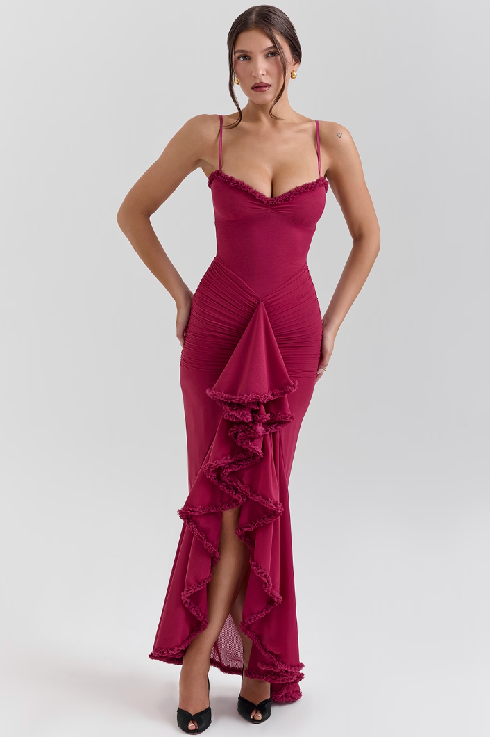 Women's Lace Wedding Guest Maxi Dress — detail view