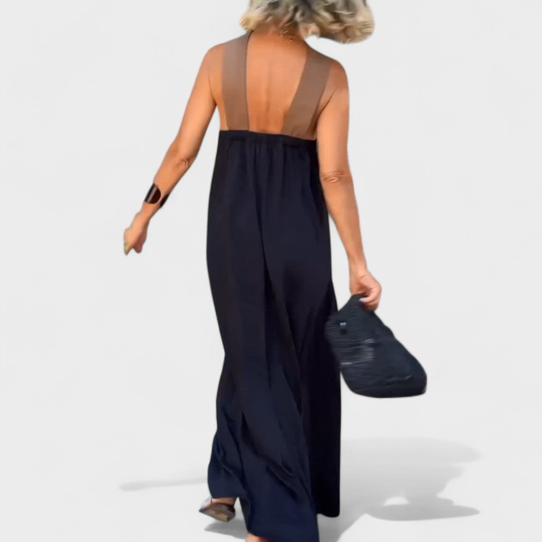 Women's Cross-Neck Evening Maxi Dress — front view