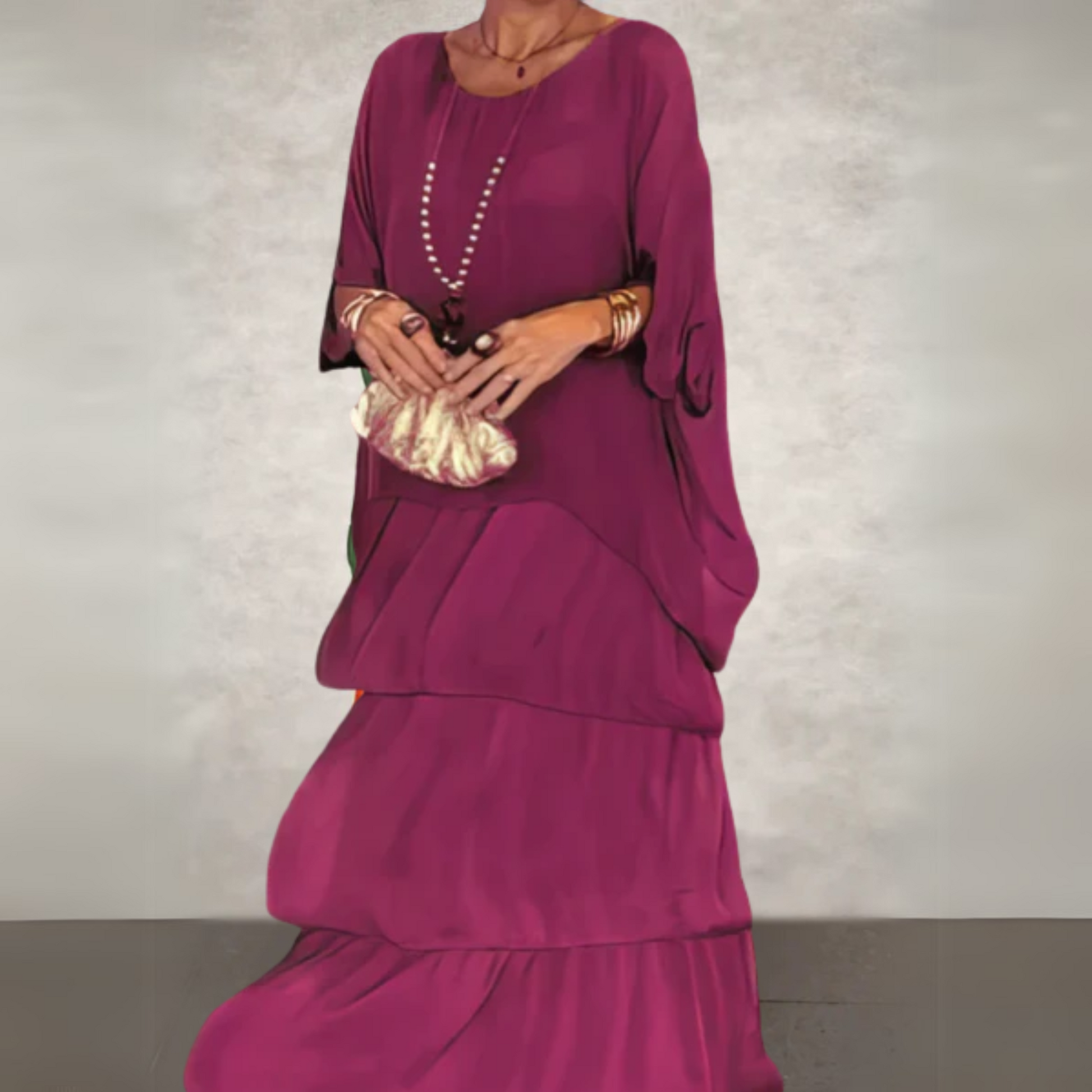 Women's Flowing Wedding Guest Maxi Dress — close-up