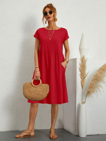 Women's Pocket Casual Day Midi Dress — product view