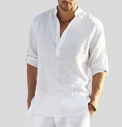Arnaud Men's Linen Henly Shirt — product view