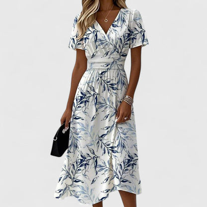 Women's Floral Wrap Spring Midi Dress — product view