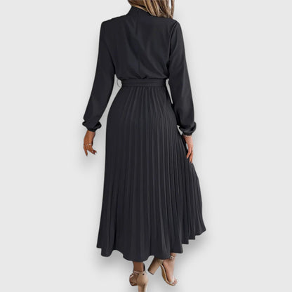 Women's Pleated Wedding Guest Midi Dress — close-up