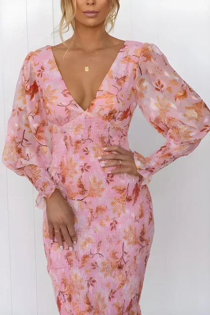 Women's Floral Evening Wedding Guest Maxi Dress — detail view