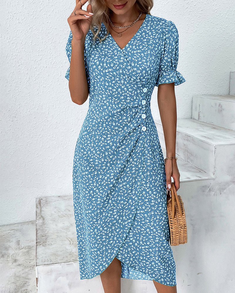 Women's V-Neck Casual Summer Midi Dress — product view