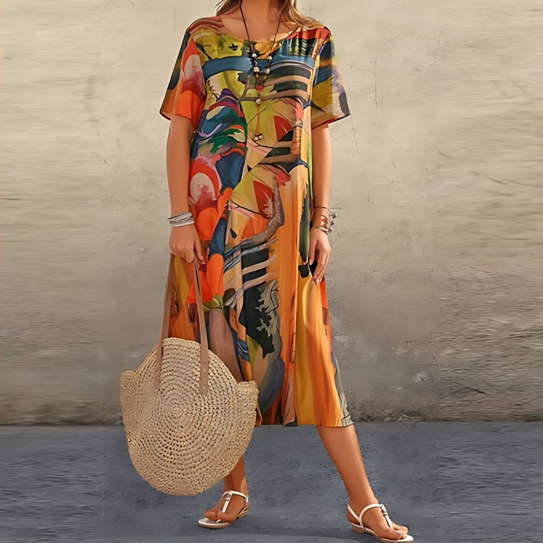Women's Floral Casual Midi Dress — side view