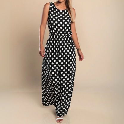 Women's Polka Dot Casual Vacation Maxi Dress — front view