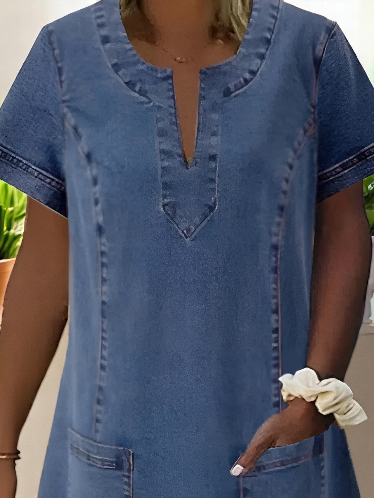 Women's Denim Casual Everyday Midi Dress — product view