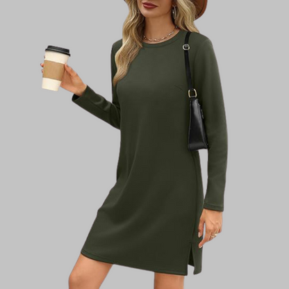 Women's Long Sleeve Everyday Midi Dress — front view