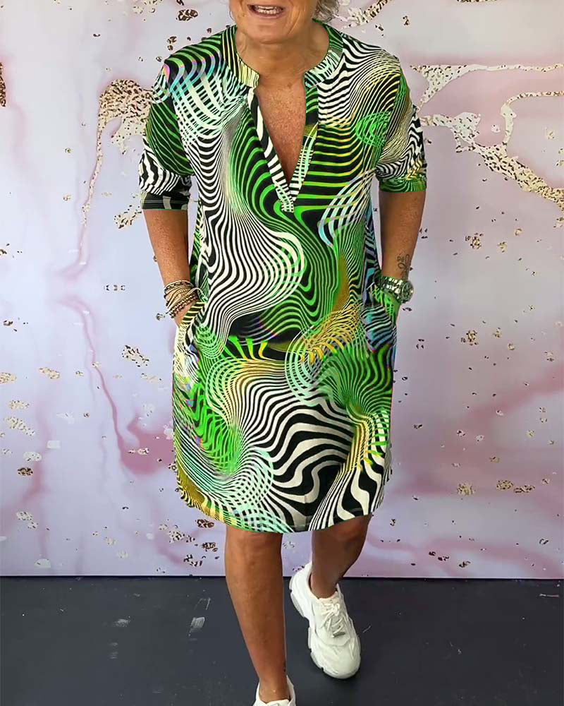 Women's V-Neck Casual Everyday Midi Dress — front view
