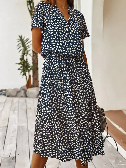 Button-Up Polka Dot Midi Dress for Women — detail view