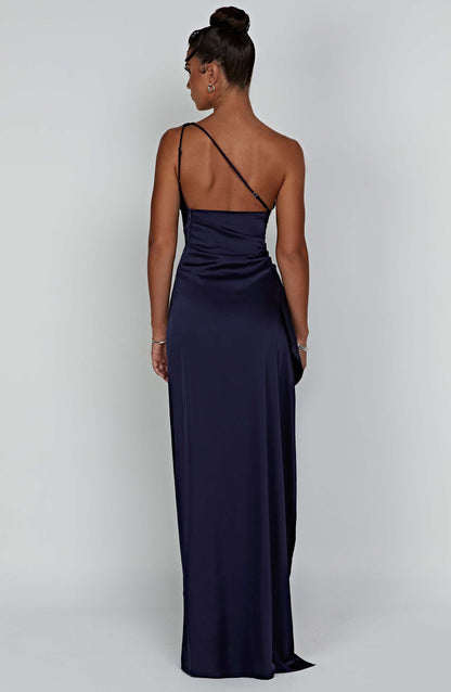 Women's Satin Bodycon Wedding Guest Maxi Dress — front view