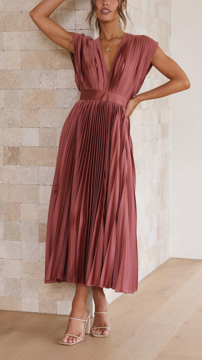 Women's Pleated Formal Evening Maxi Dress — product view
