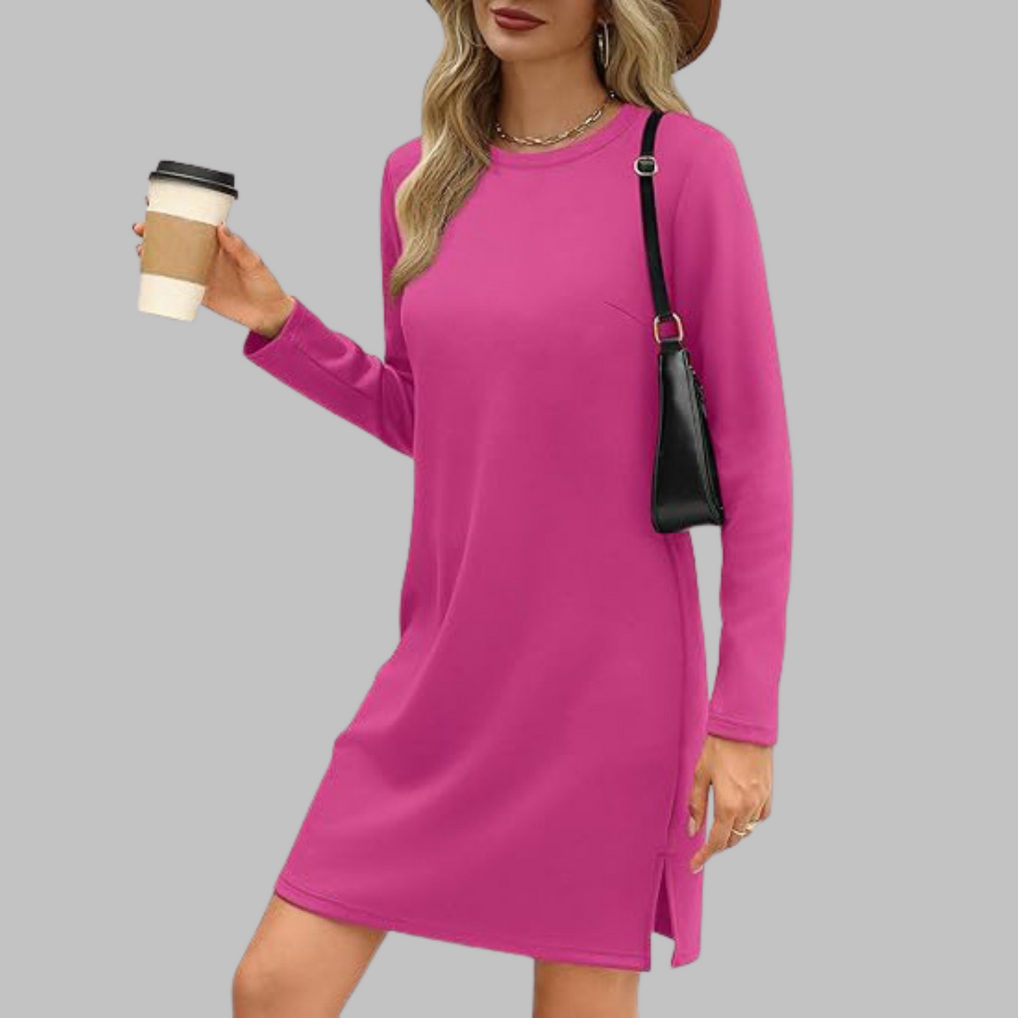 Women's Long Sleeve Everyday Midi Dress — detail view