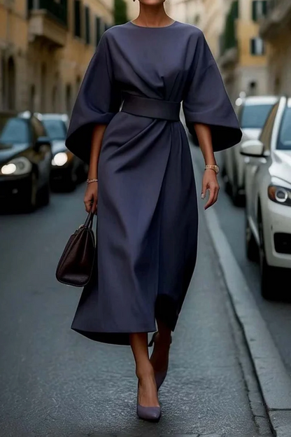 Women's Lantern Sleeve Elegant Midi Dress — product view