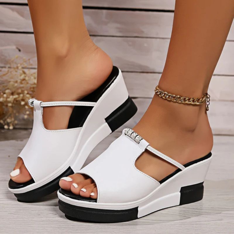 Platform Wedge T-Bar Slide Sandals for Women