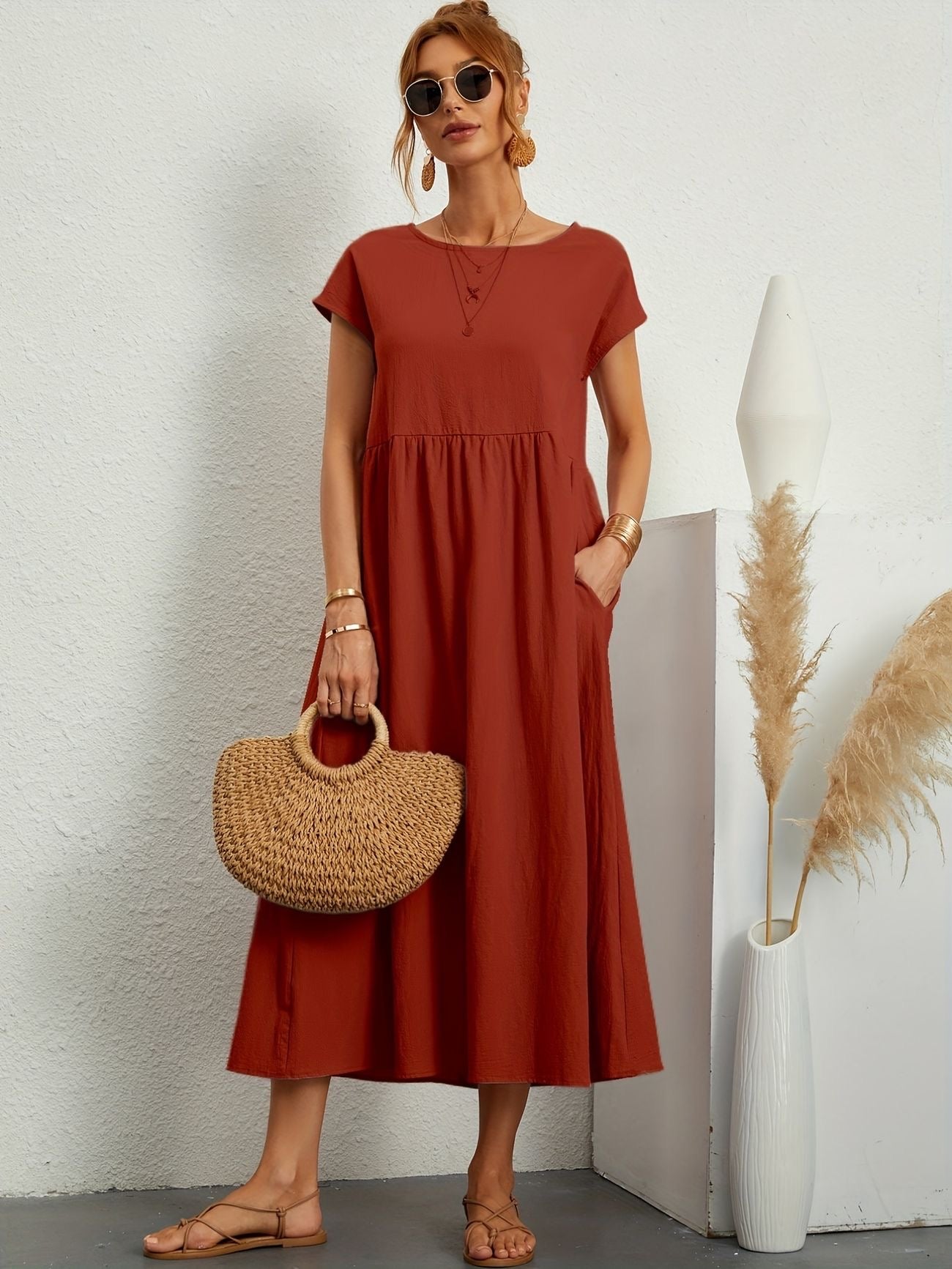 Women's Lightweight Summer Midi Dress — close-up