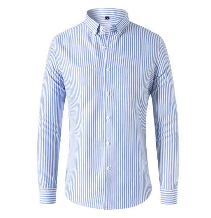 Men's Slim Fit Striped Button-Up Shirt — close-up
