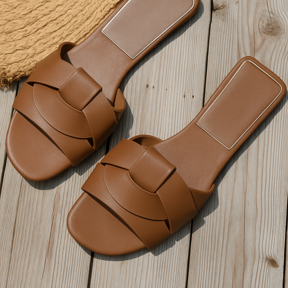 Women's Cushioned Slide Sandals — close-up