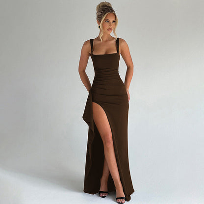 Women's Satin Slip Evening Maxi Dress — side view