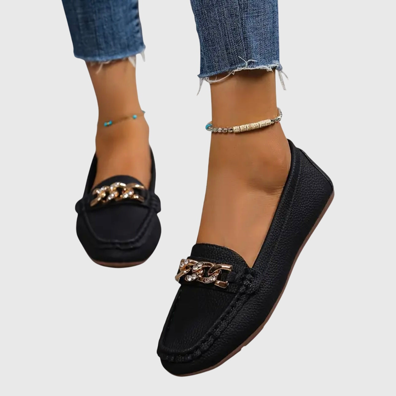 Women's Slip-On Loafers with Chain Detail — product view