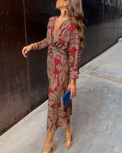 Women's Long Sleeve Formal Evening Maxi Dress — detail view