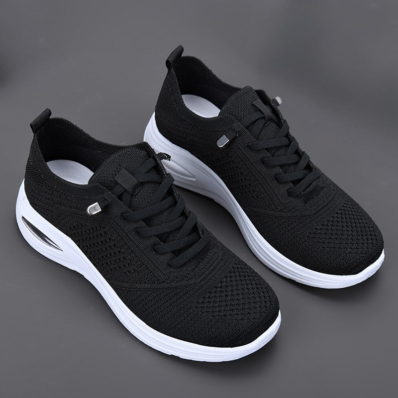 Women's Mesh Lace-Up Air Cushion Walking Sneakers — side view