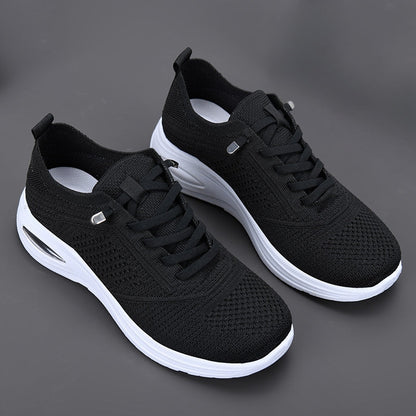 Women's Mesh Lace-Up Air Cushion Walking Sneakers — side view