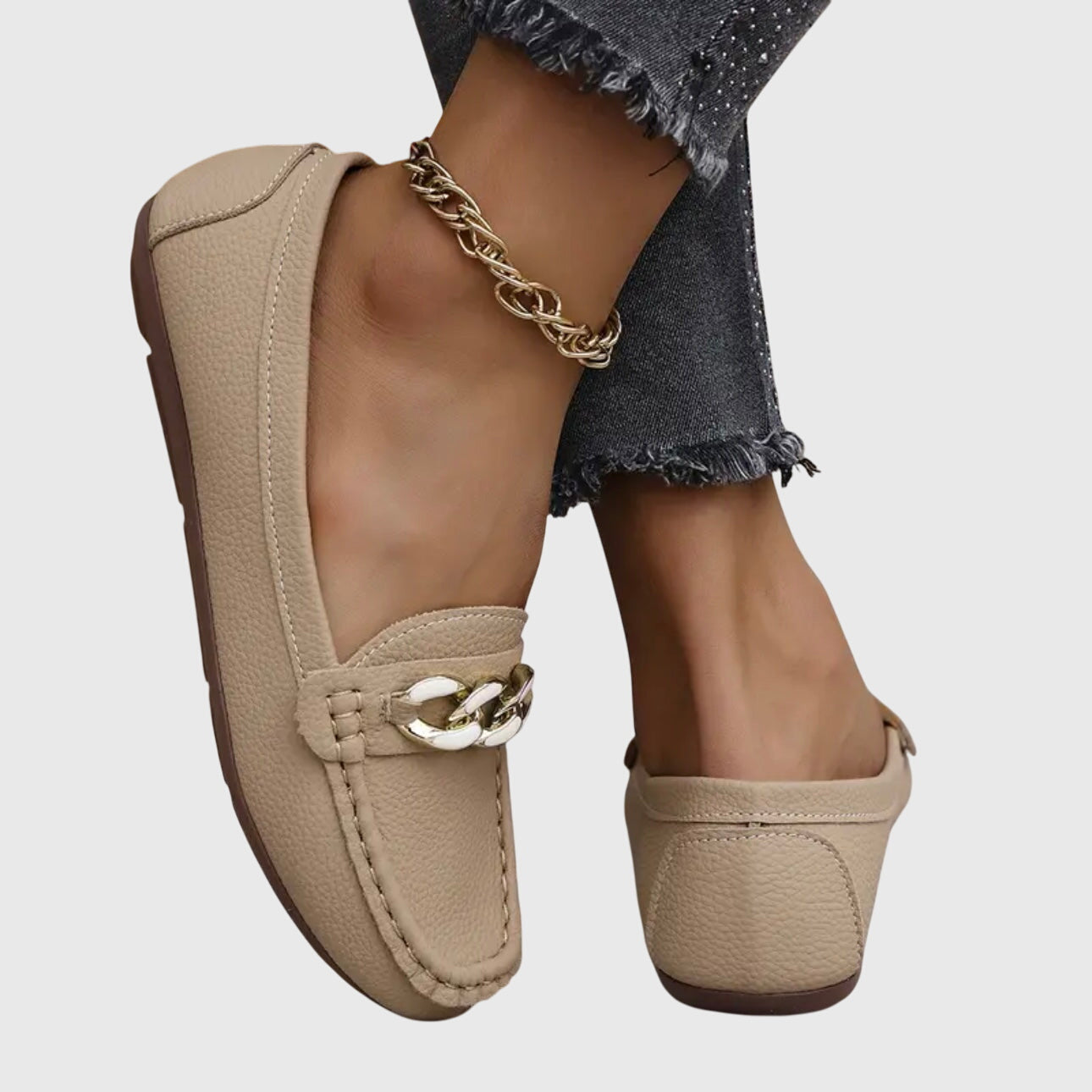 Women's Slip-On Loafers with Chain Detail — product view
