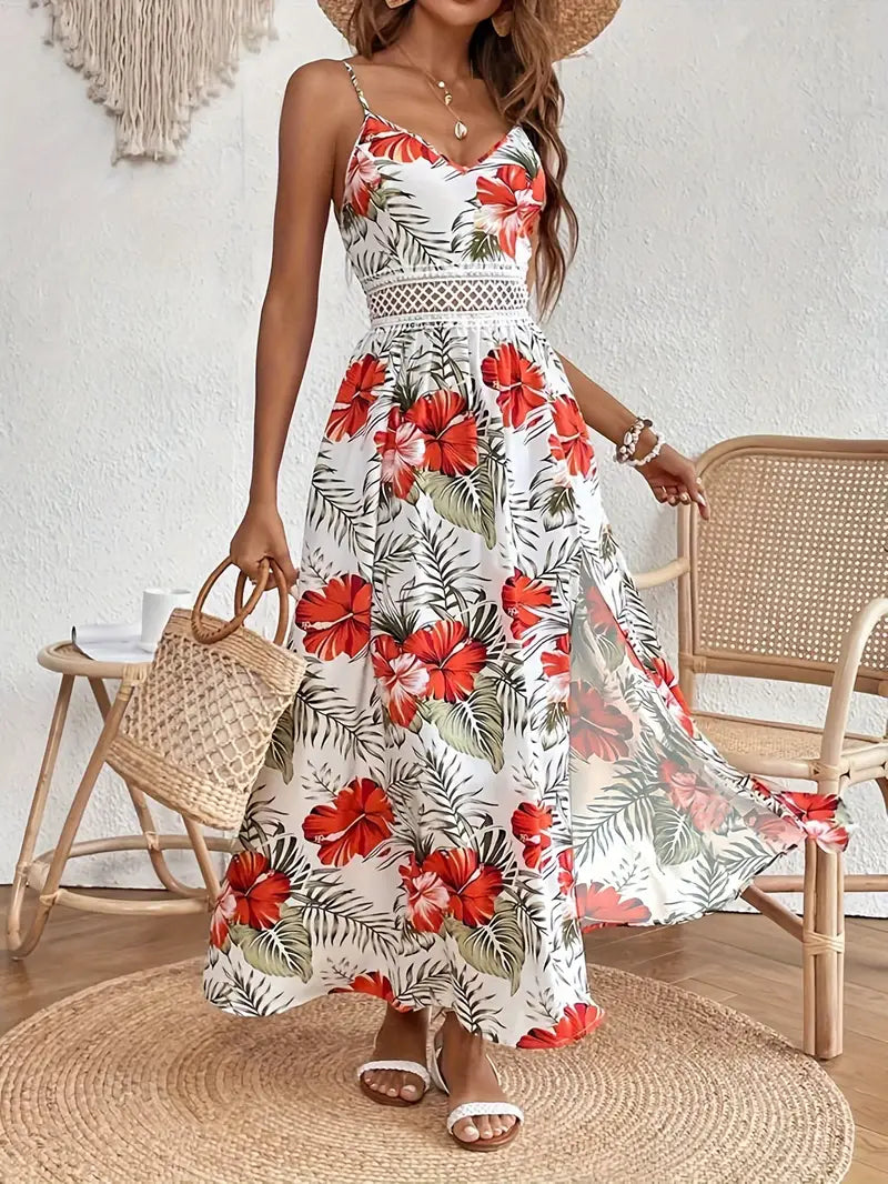 Women's Floral Wedding Guest Midi Dress — detail view