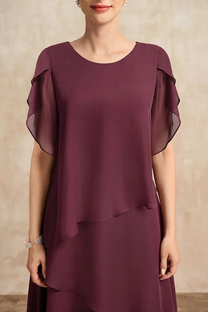 Women's Chiffon Elegant Evening Midi Dress — close-up