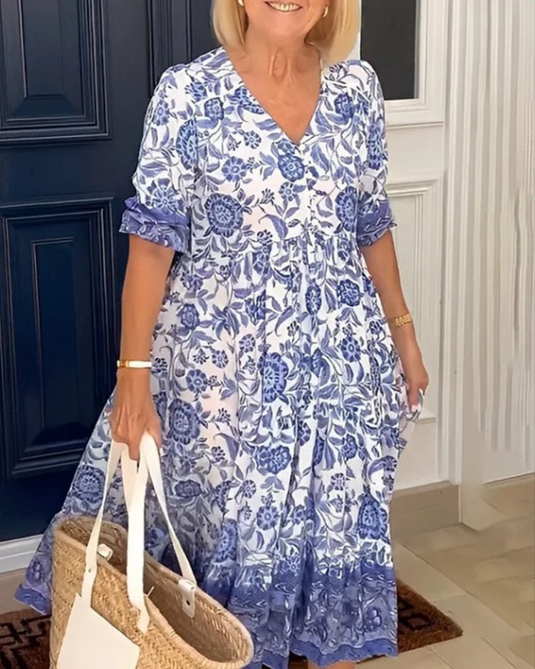 Women's Floral Garden Celebration Midi Dress — product view