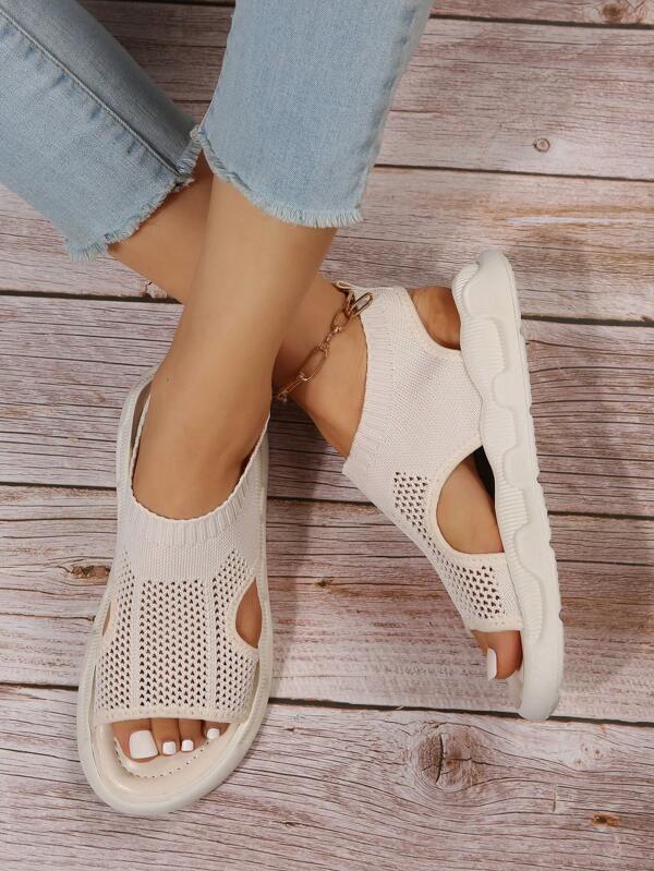 Women's Open Toe Slip-On Platform Sandals — close-up