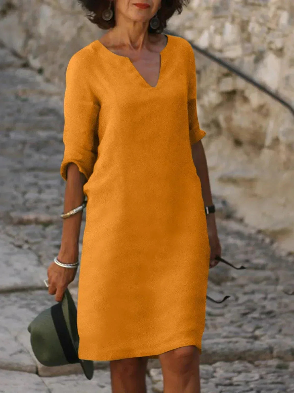 Women's V-Neck Elegant Everyday Maxi Dress — close-up