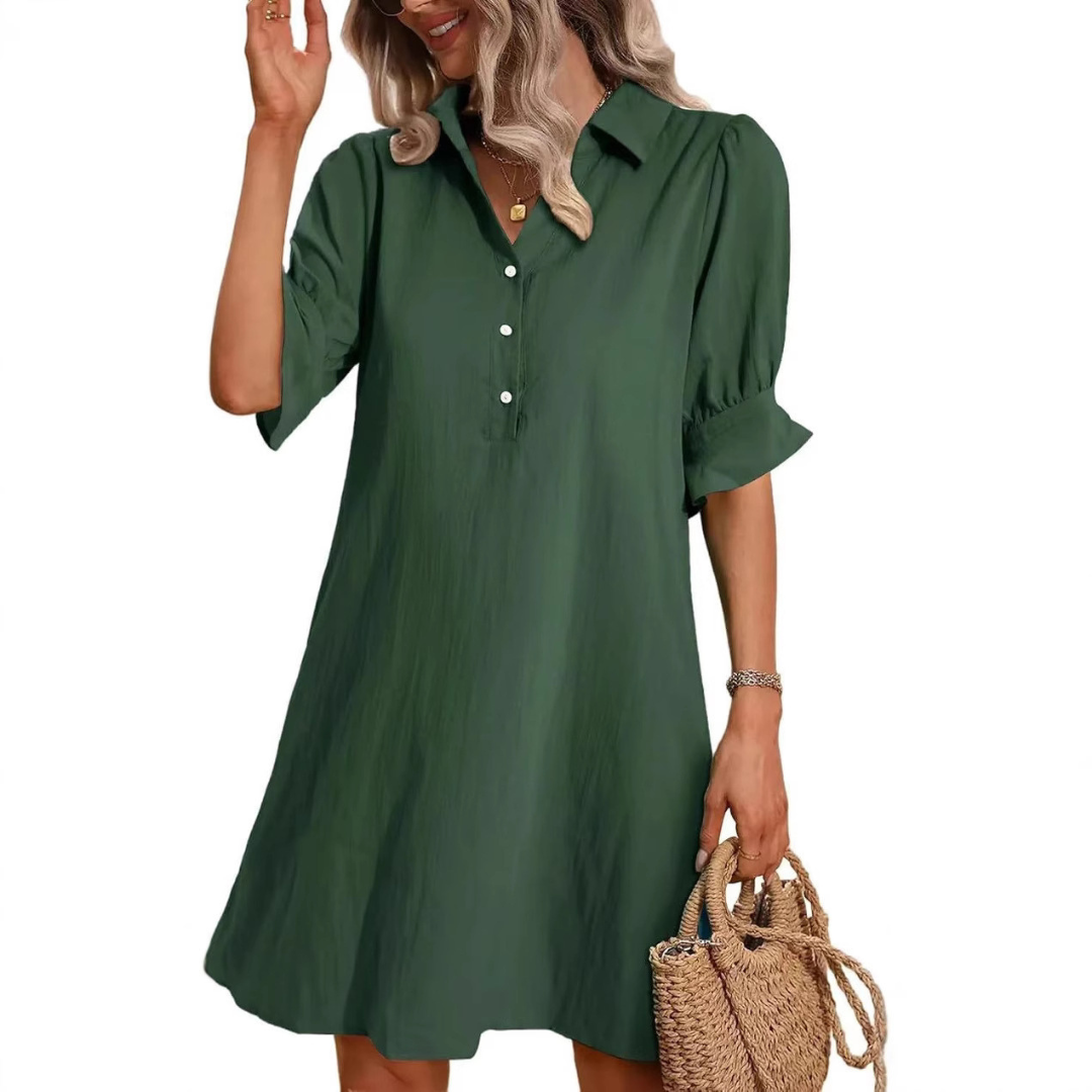Women's Casual Shirt Midi Dress — front view