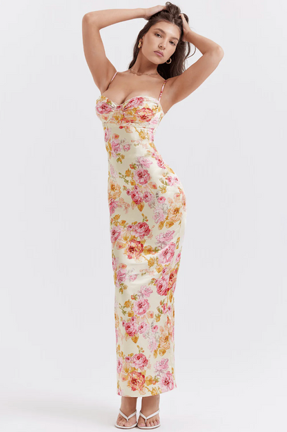 Women's Floral Wedding Guest Midi Dress — detail view