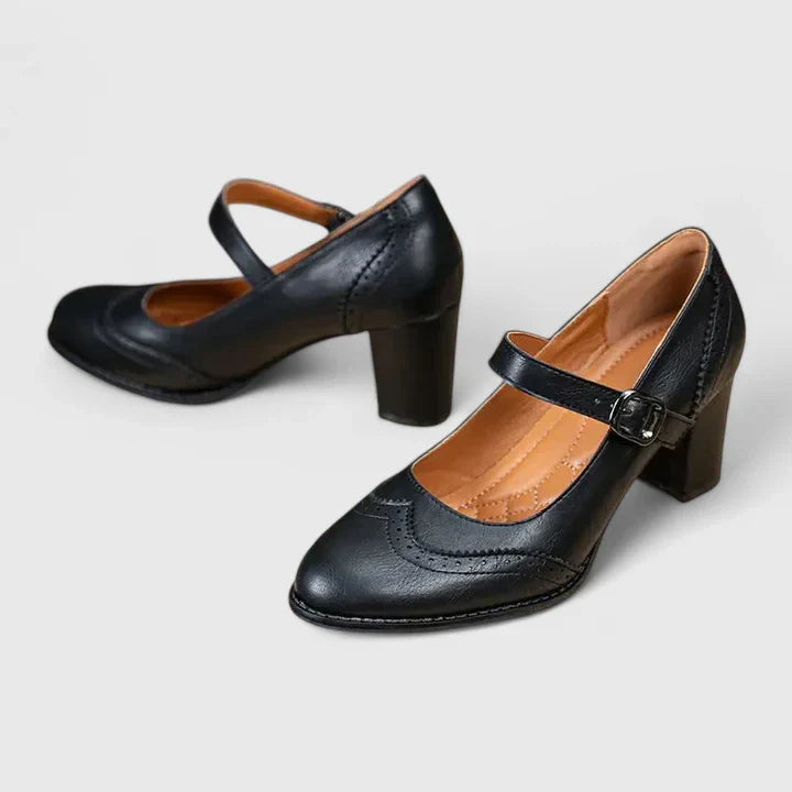 Women's Mary Jane Block Heel Shoes — close-up
